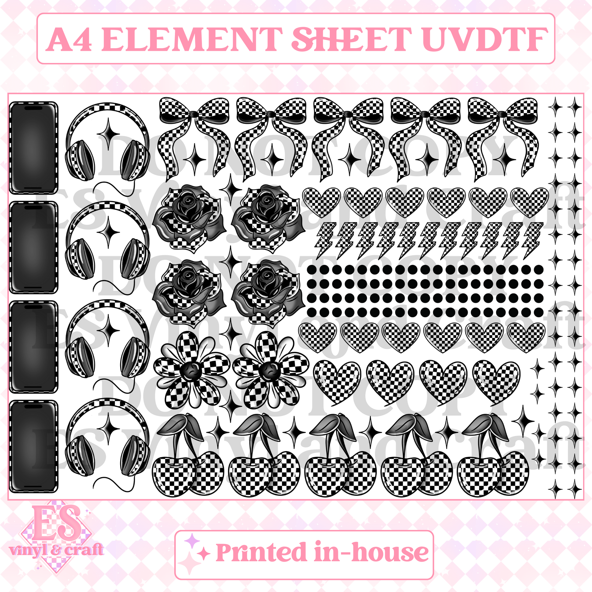 Checker Phone and Music - UVDTF (A4 Sheet) 210mm x 300mm image 0