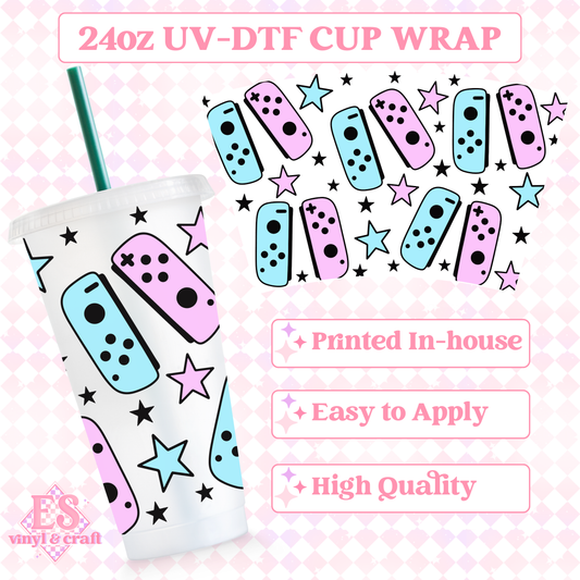 Gamer "S" Coloured - UVDTF 24oz Cold Cup Wrap image 0