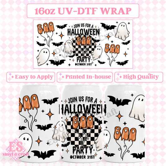 Halloween Party - 16oz Beer Can / Libbey UV-DTF image 0