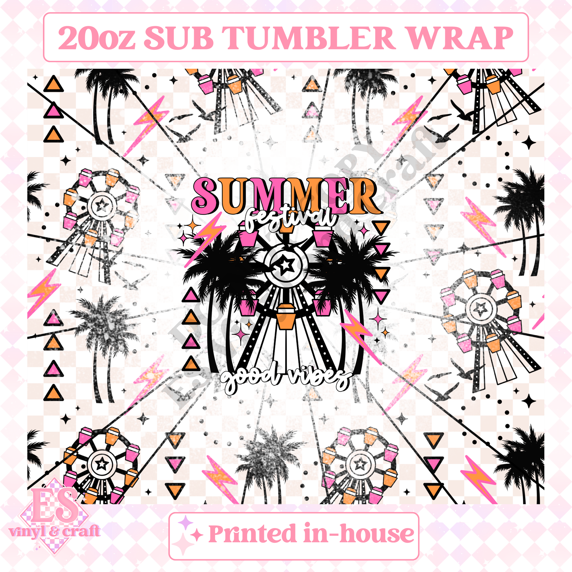 Summer Festival - Full 20oz Tumbler Sublimation Print image 1