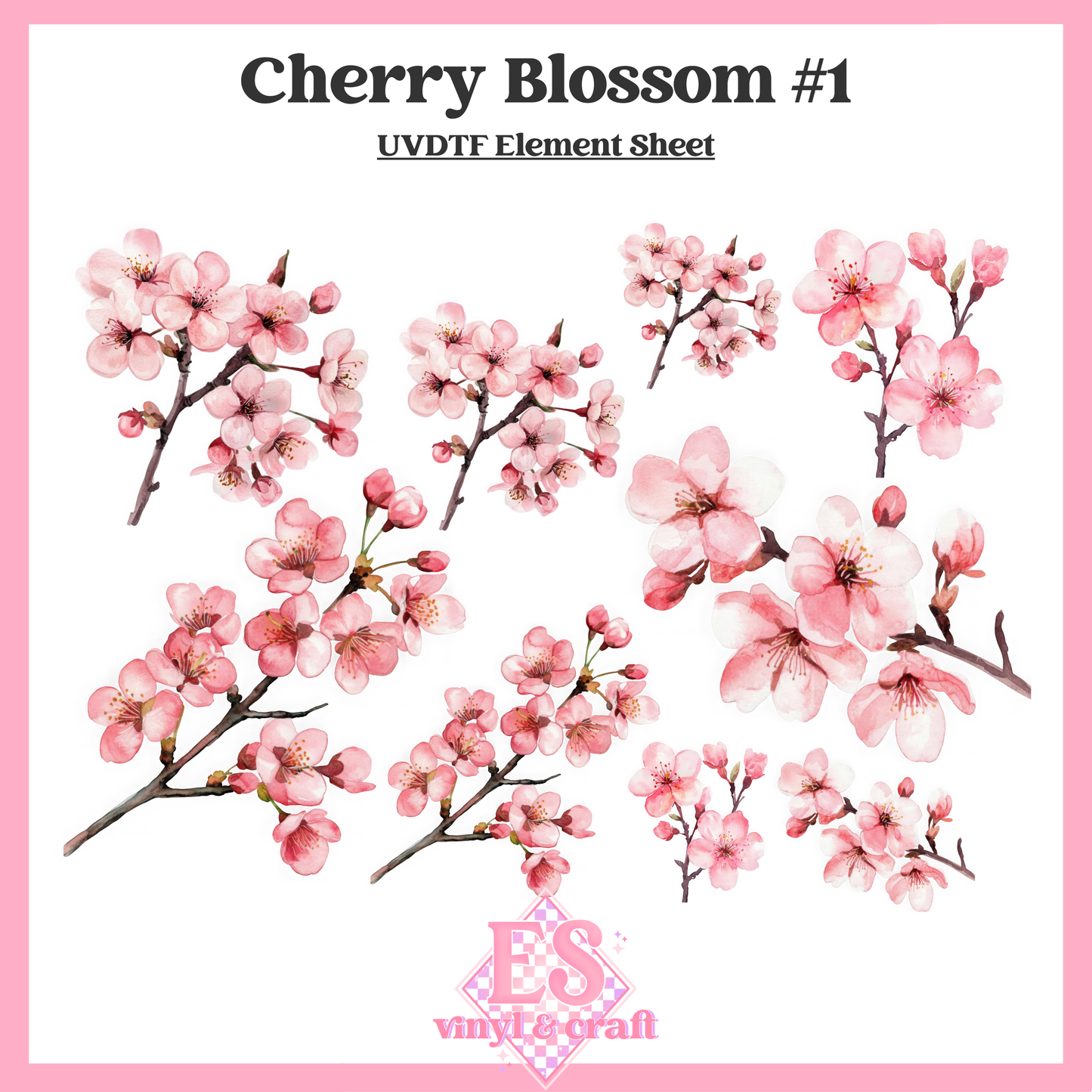 Cherry Blossoms - UVDTF (A4 Sheet) 210mm x 300mm image 1