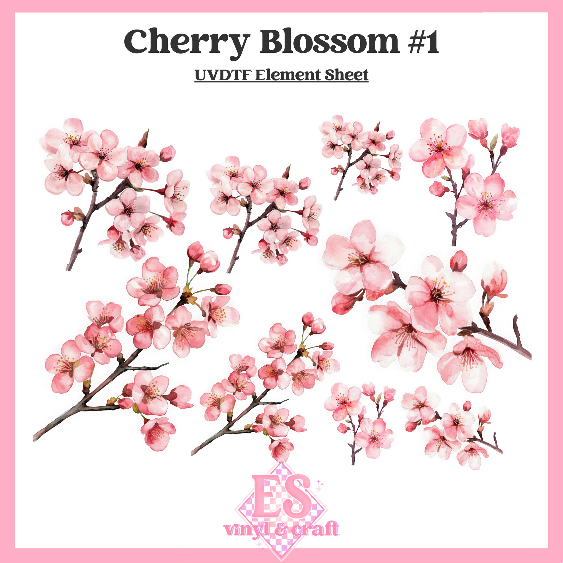 Cherry Blossoms - UVDTF (A4 Sheet) 210mm x 300mm image 1