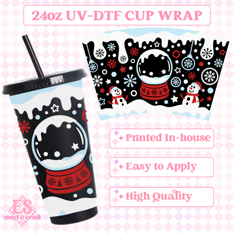 Christmas Snowglobe Winter Scene - UVDTF 24oz Cold Cup Wrap image 0