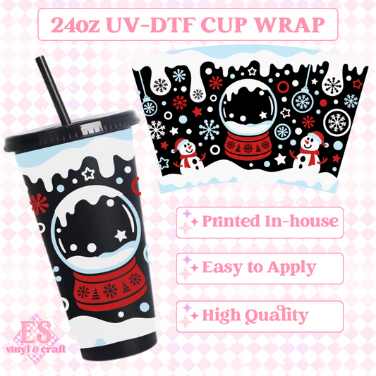 Christmas Snowglobe Winter Scene - UVDTF 24oz Cold Cup Wrap image 0