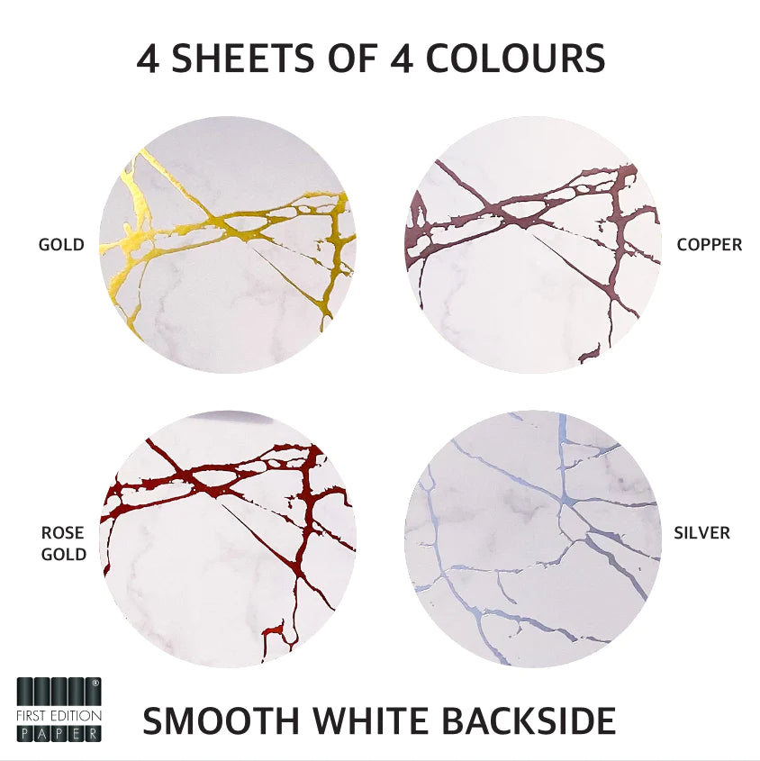 First Edition White Marble 6" X 6" Foiled Paper Pad - 250GSM image 1