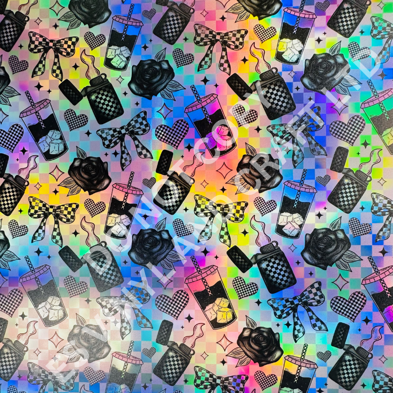 UV Printed Holographic Teckwrap Permanent Vinyl - A4 or 12" x 12" Sheet image 2