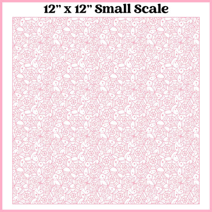 Pink on White Webs - 12"x12" Printed Self Adhesive Vinyl