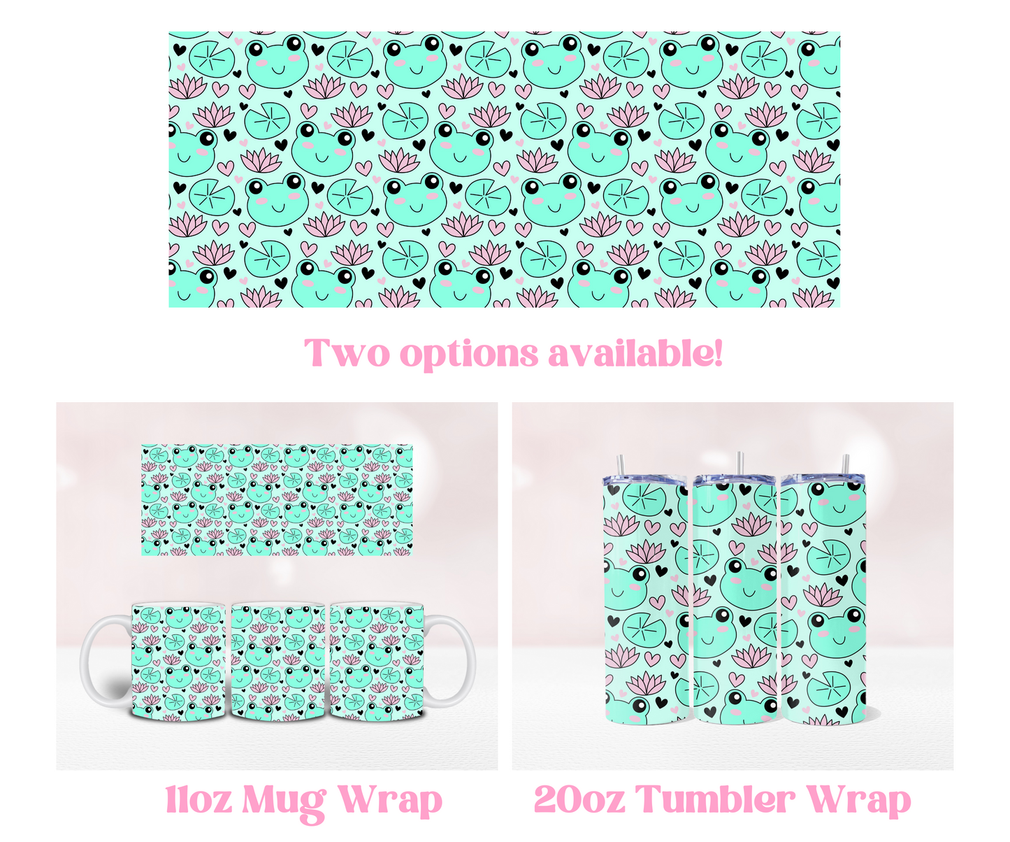 Froggies Seamless - Pre Printed Sublimation 11oz or 20oz Wrap image 0