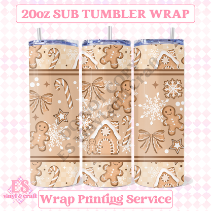 Gingerbread Wishes - Full 20oz Tumbler Sublimation Print image 0