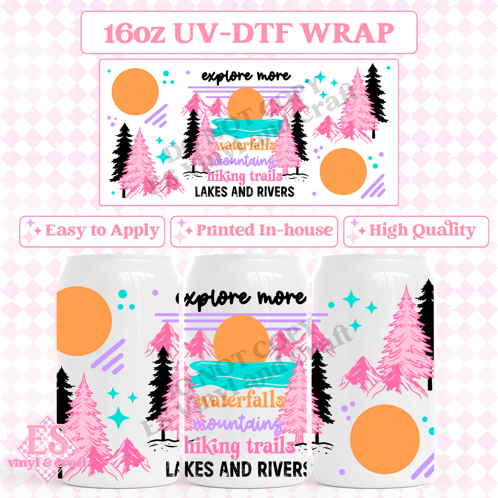 Explore - 16oz Beer Can / Libbey UV-DTF Transfer image 0