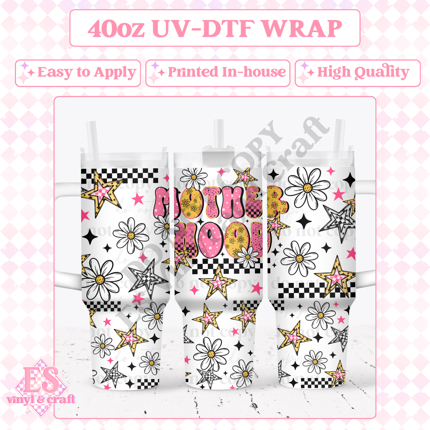 Motherhood - 40oz Tumbler Wraps - UV-DTF (2 Wraps - Top & Bottom) image 0
