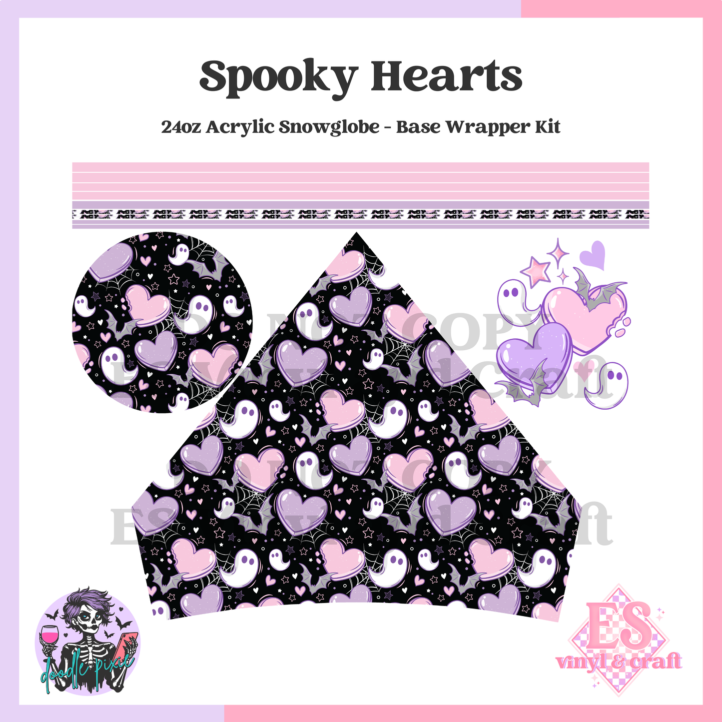 Spooky Hearts - 24oz Snowglobe Wrapper Kit image 0