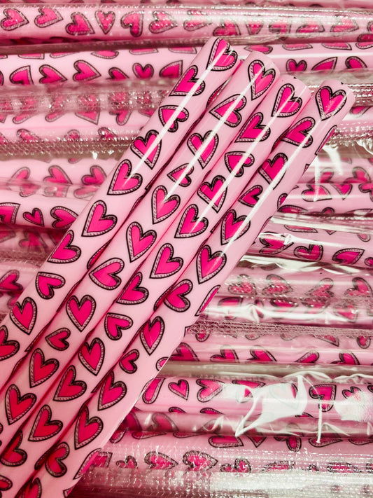 Hot Pink Heart Shaped Pink Straw image 0