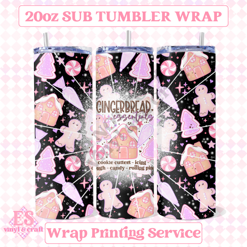 Pastel Gingerbread - Full 20oz Tumbler Sublimation Ready Print image 0