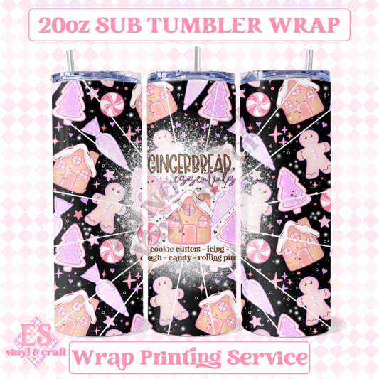 Pastel Gingerbread - Full 20oz Tumbler Sublimation Ready Print image 0