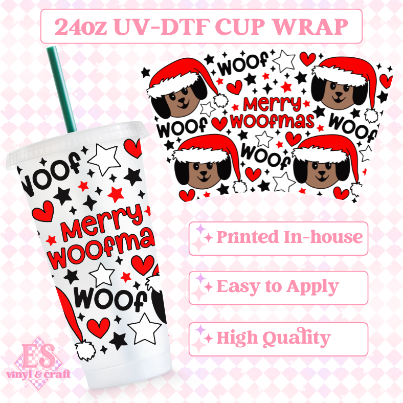Merry Woofmas - UVDTF 24oz Cold Cup Wrap image 0