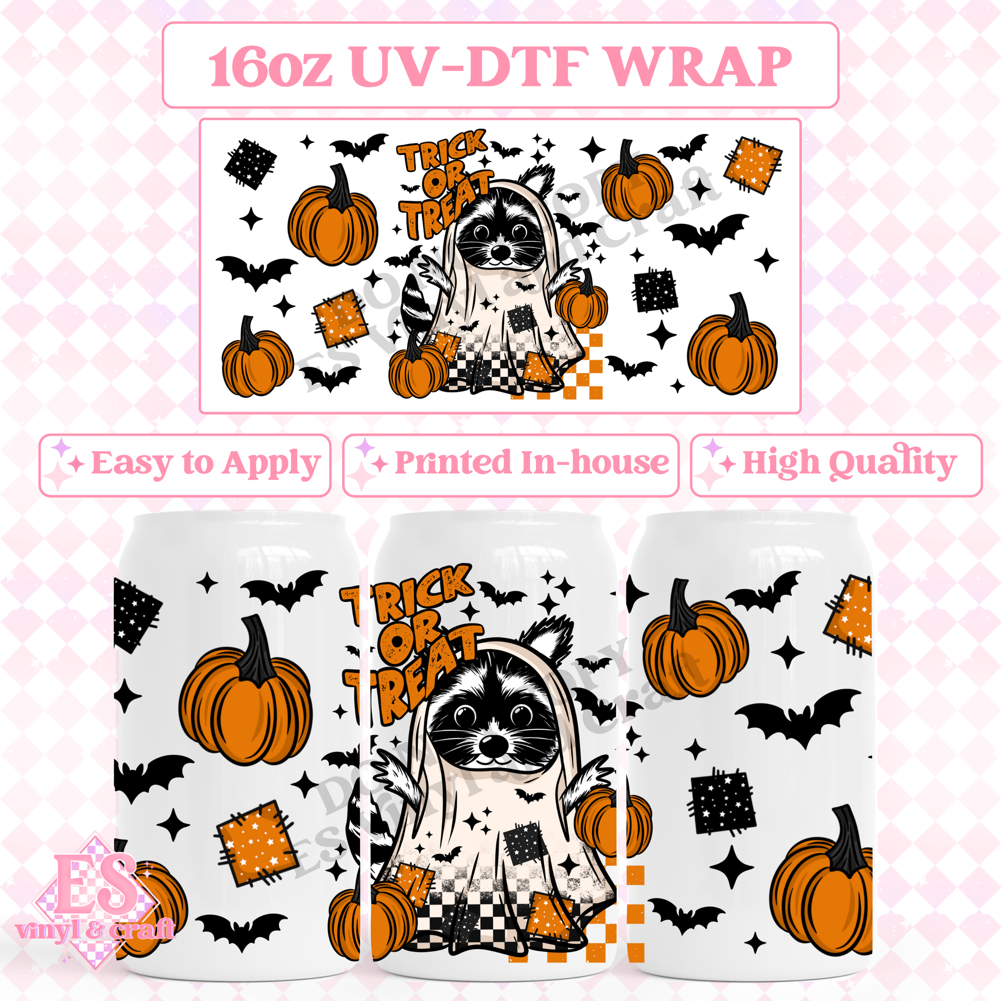 Trick or Treat - 16oz Beer Can / Libbey UV-DTF Transfer image 0