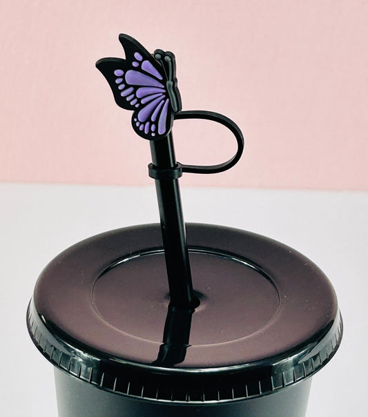 Purple Flying Butterfly - Straw Topper image 0