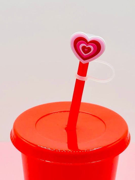 Straw Topper - Pink and Red Love Heart image 0