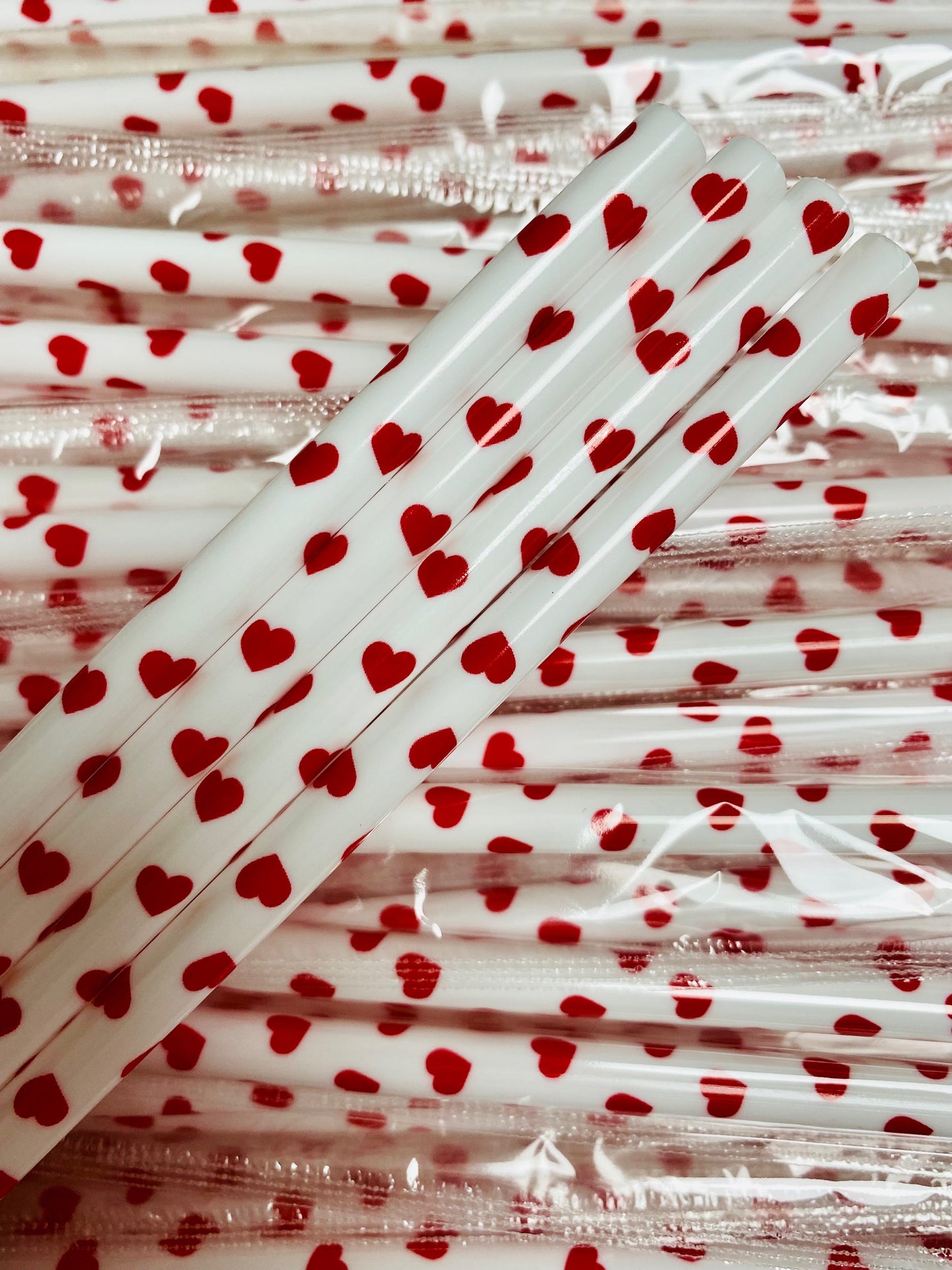 Red Heart Shaped White Straw image 0
