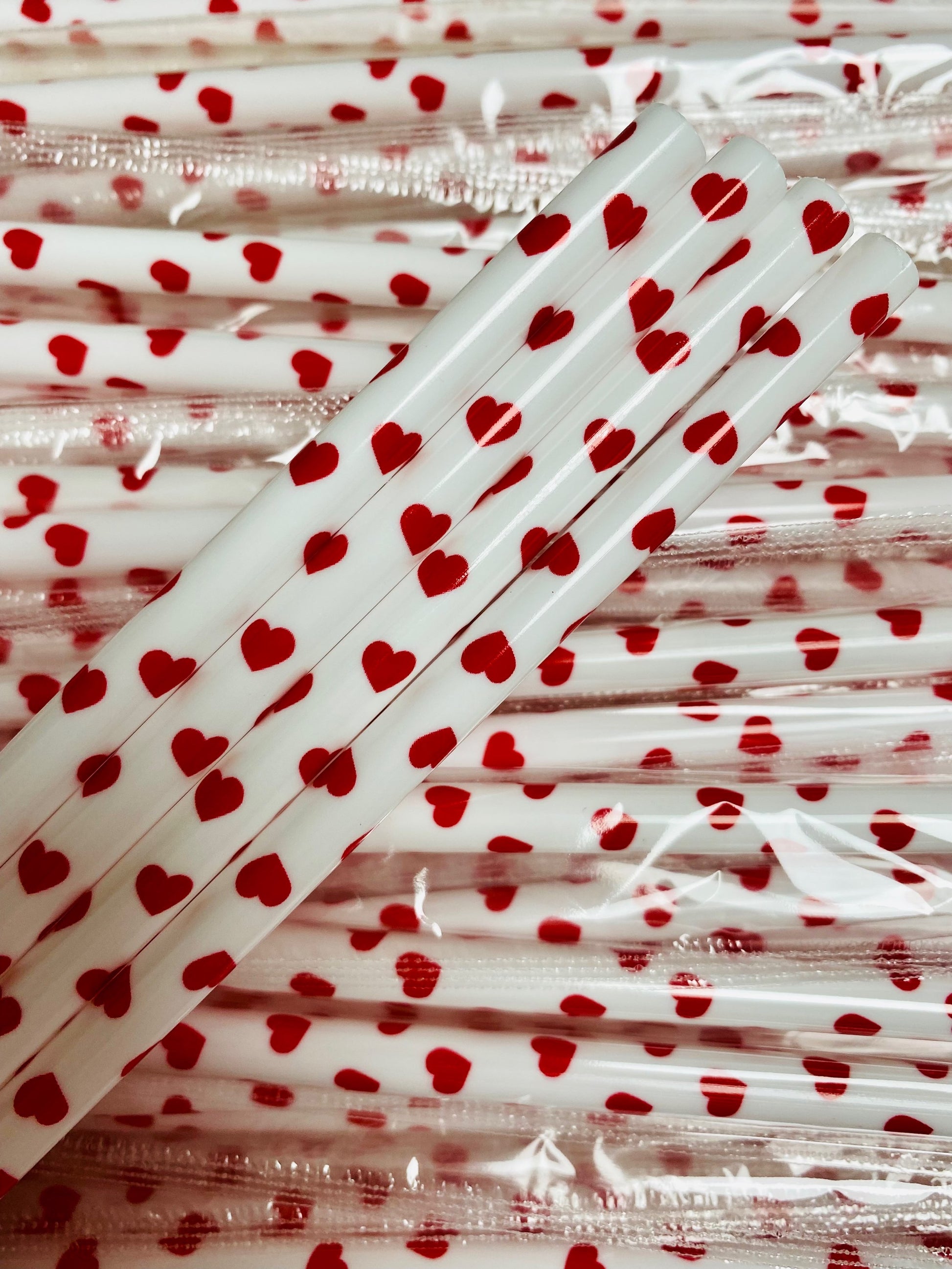 Red Heart Shaped White Straw image 0