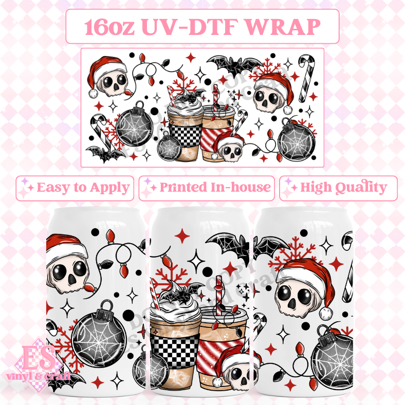 Spooky Christmas Coffee - 16oz Beer Can / Libbey UV-DTF Transfer image 0