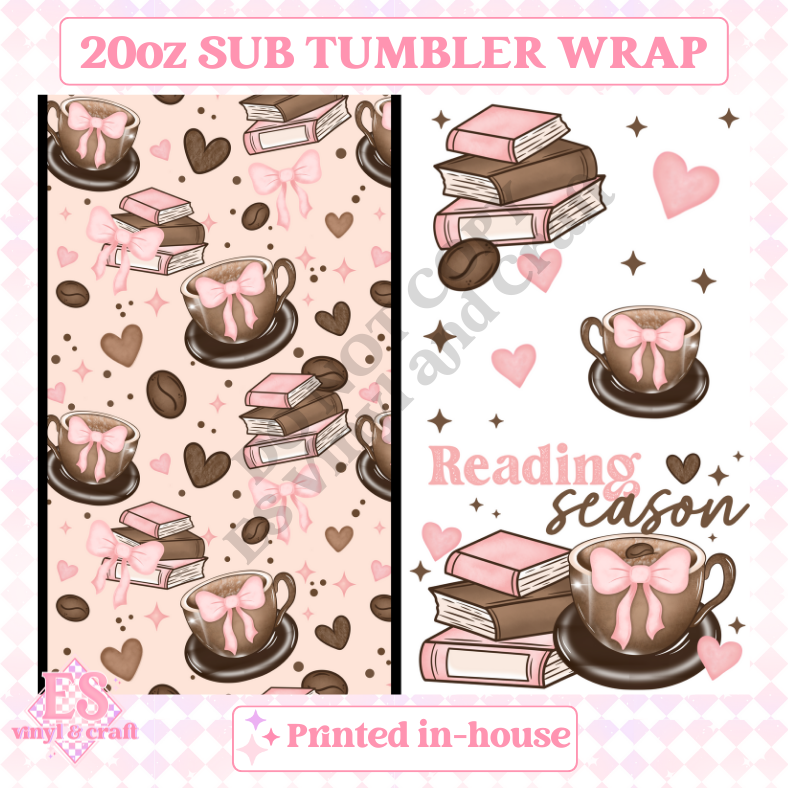 Reading Season - Full 20oz Tumbler Sublimation Ready Print image 1