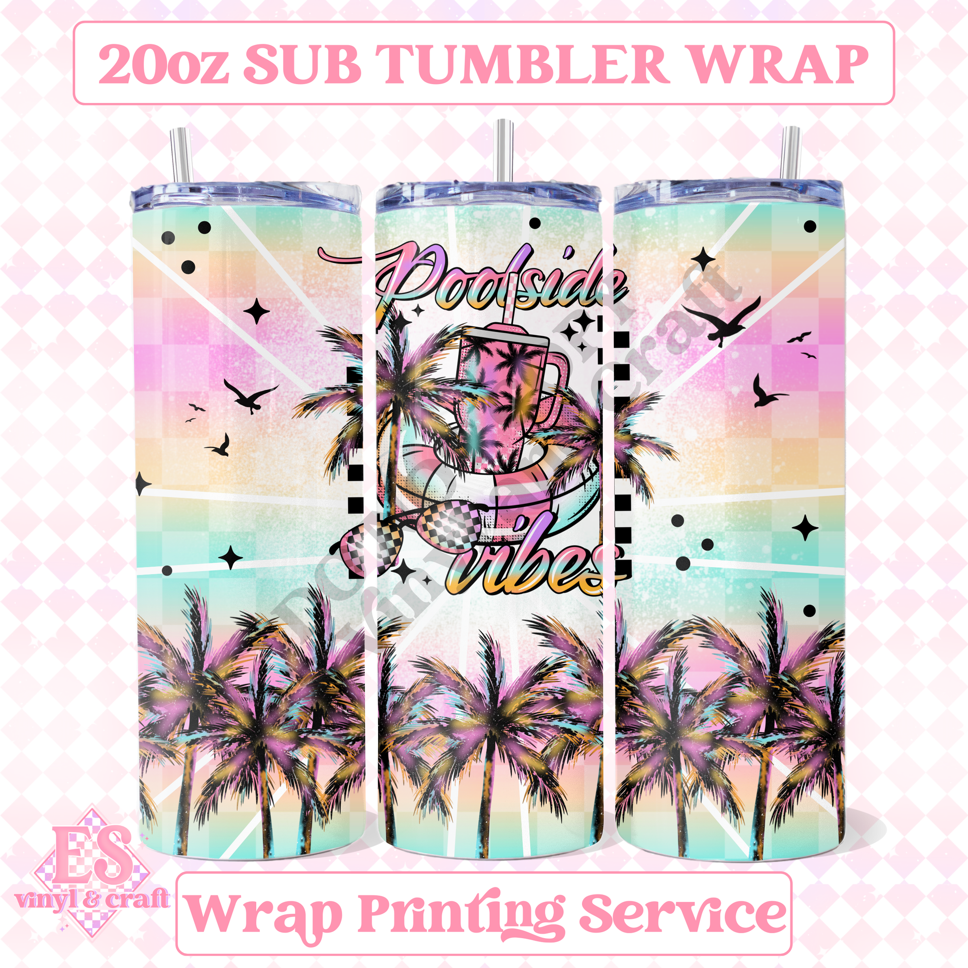 Poolside Vibes - Full 20oz Tumbler Sublimation Print image 0