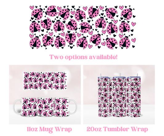 Pink Ladybird Seamless - Pre Printed Sublimation 11oz or 20oz Wrap image 0