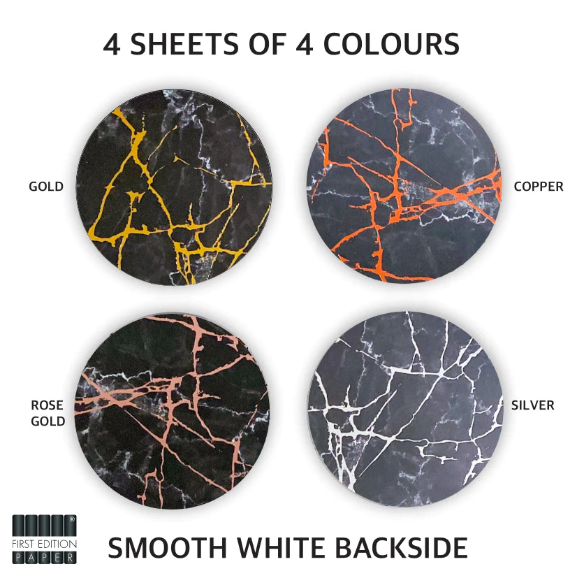 First Edition Black Marble A4 Foiled Paper Pad - 250GSM image 1