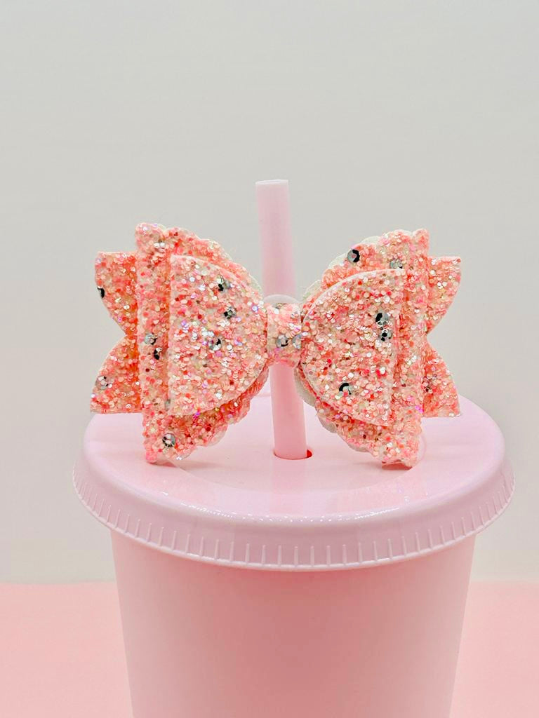 Bow Straw Topper - Fairy Pink image 0