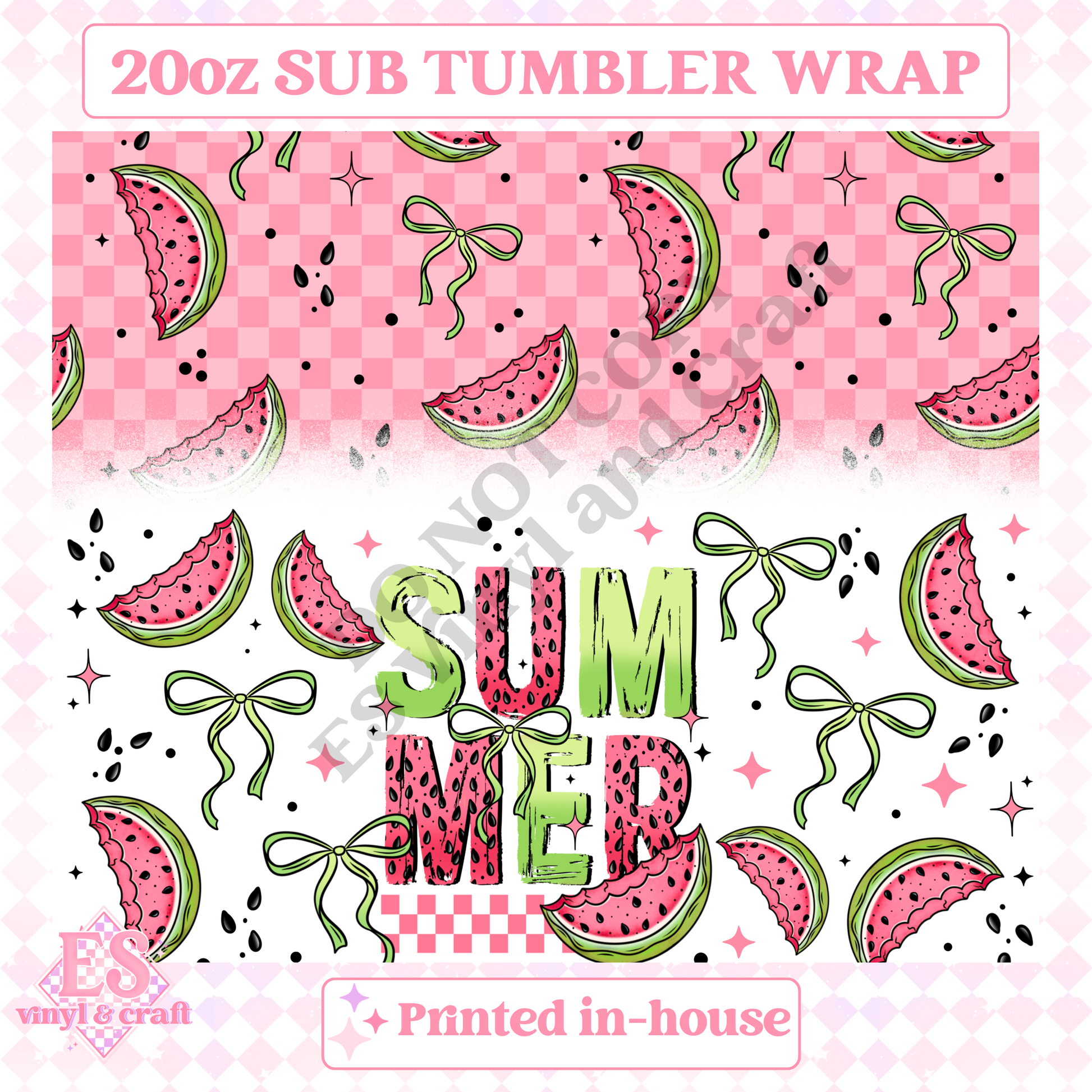 Watermelon Summer - Full 20oz Tumbler Sublimation Print image 1