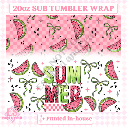 Watermelon Summer - Full 20oz Tumbler Sublimation Print image 1