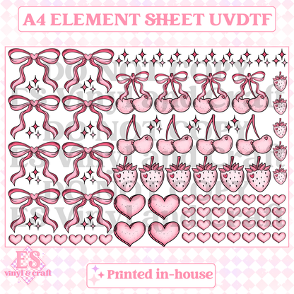 Bows, Cherries and Strawberries - UVDTF (A4 Sheet) 210mm x 300mm image 0
