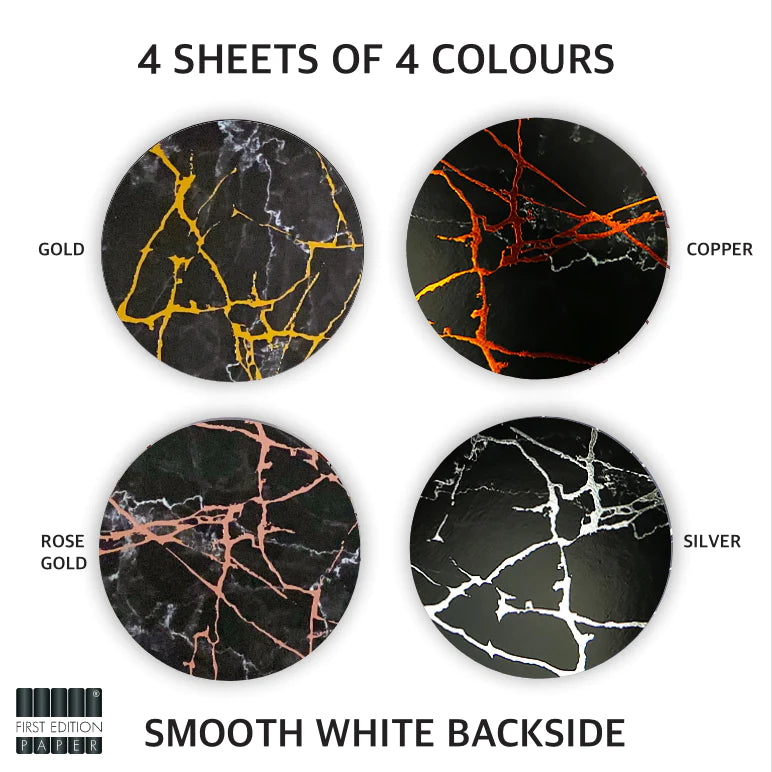 First Edition Black Marble 6" X 6" Foiled Paper Pad - 250GSM image 1
