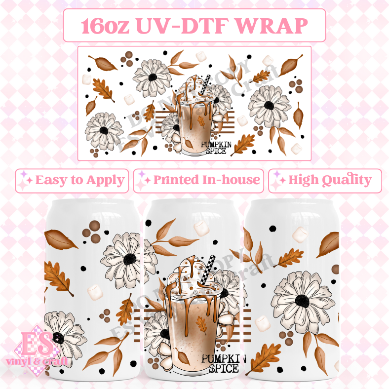 Pumpkin Spice - 16oz Beer Can / Libbey UV-DTF Transfers image 0