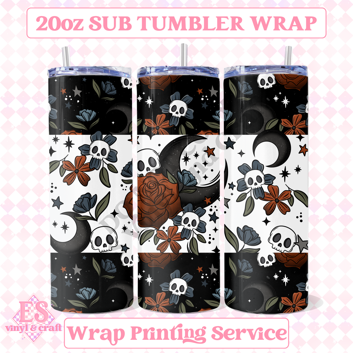 Floral Moon - Full 20oz Tumbler Sublimation Print image 0