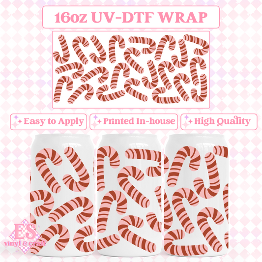 Christmas Candy Canes - UVDTF 16oz Libbey Can Wrap image 0