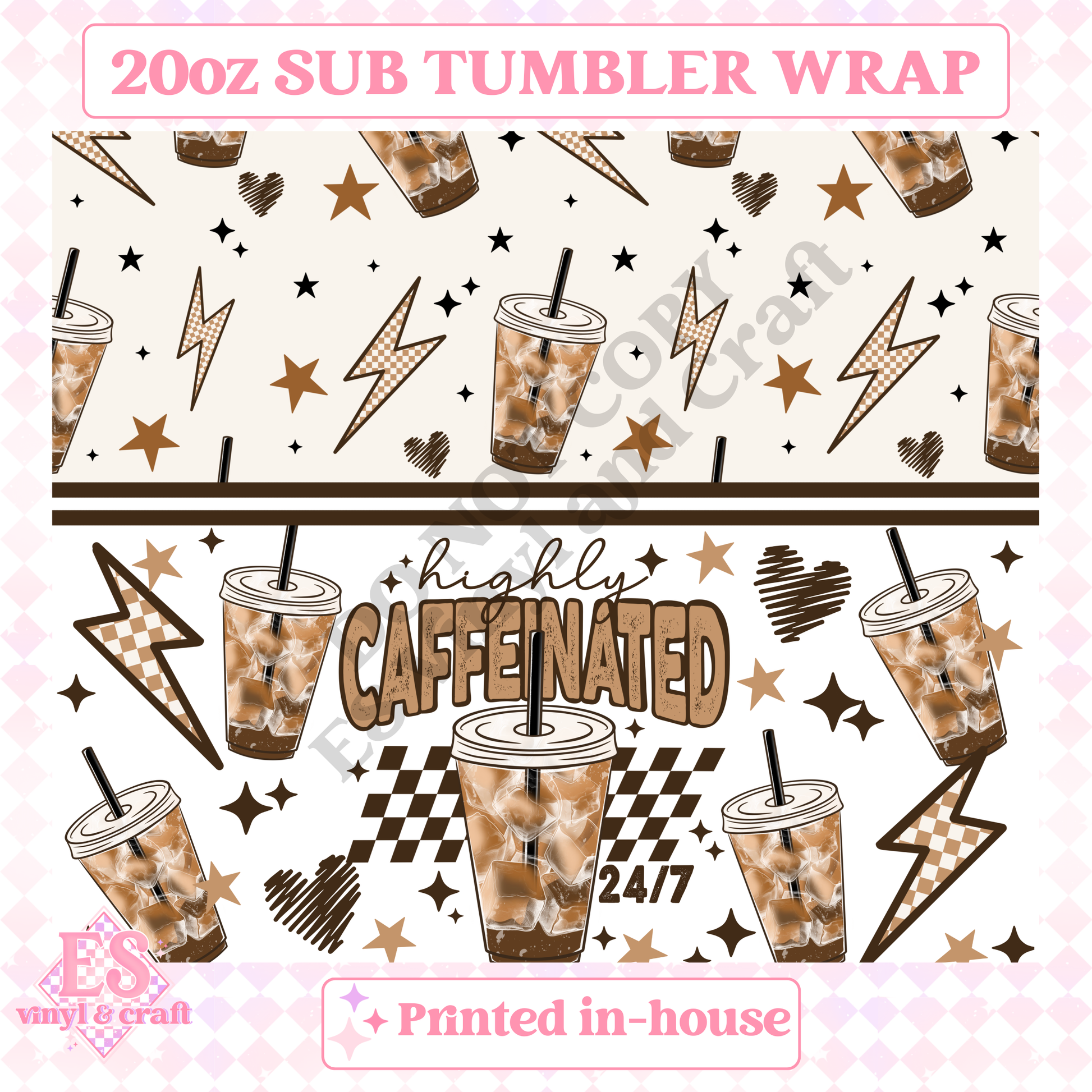Highly Caffeinated - Full 20oz Tumbler Sublimation Print image 1