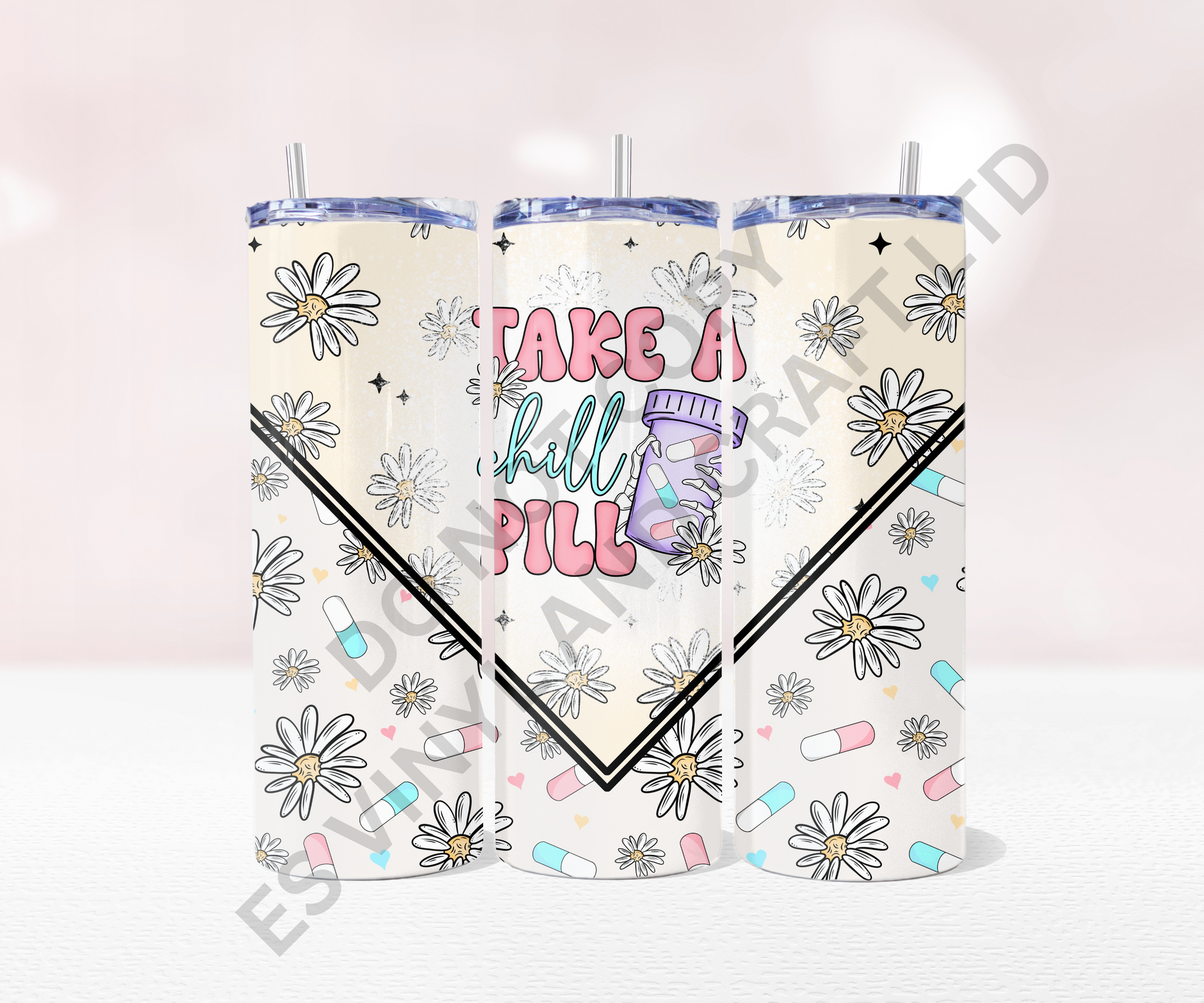 Take a Chill Pill - Full 20oz Tumbler Sublimation Ready Print image 0