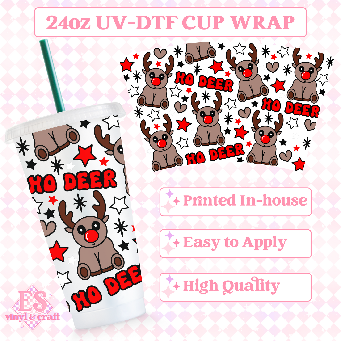Ho Deer - UVDTF 24oz Cold Cup Wrap image 0
