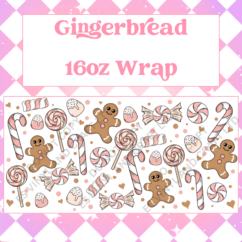 Gingerbread - 16oz Beer / Libbey Can Wrap Holographic Vinyl image 0