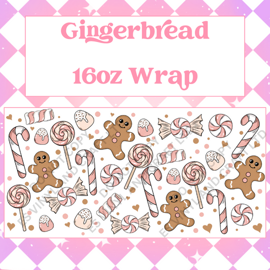Gingerbread - 16oz Beer / Libbey Can Wrap Holographic Vinyl image 0