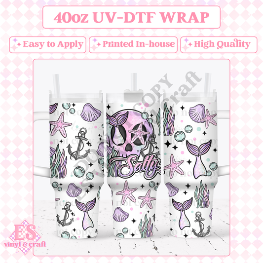 Salty Skellie - 40oz Tumbler Wraps - UV-DTF (2 Wraps - Top and Bo image 0