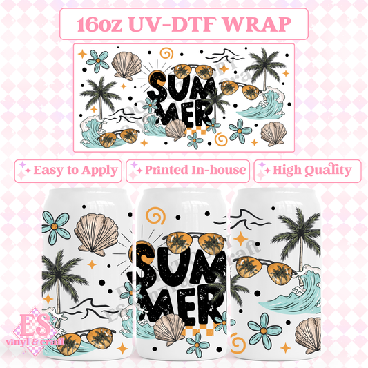 Summer - 16oz Beer Can / Libbey UV-DTF Transfer image 0