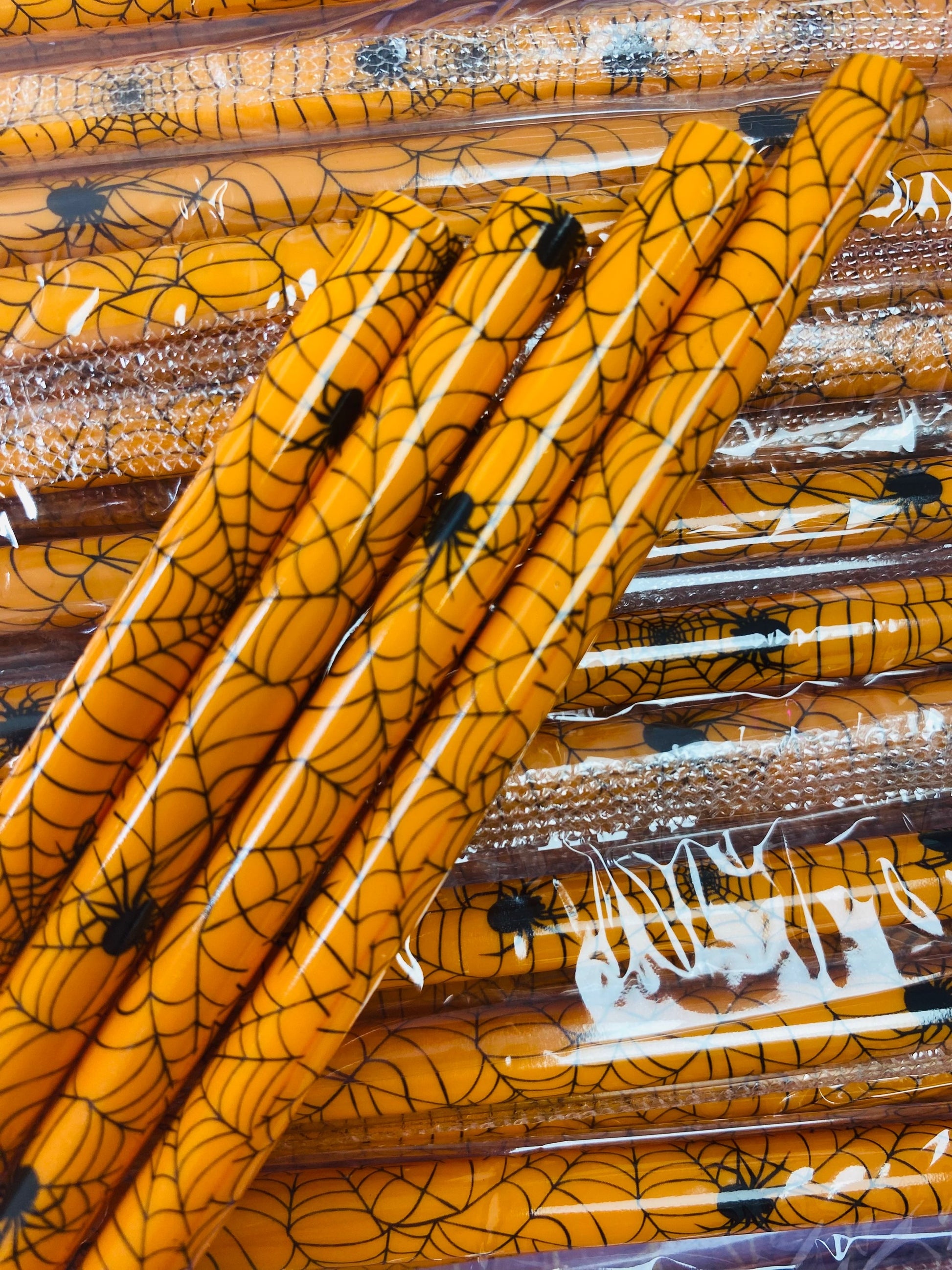 Black and Orange Spider Web Straw image 0