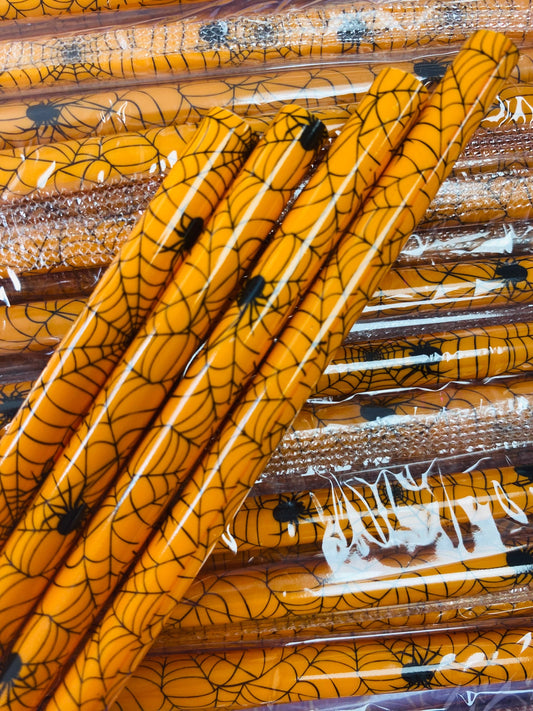 Black and Orange Spider Web Straw image 0