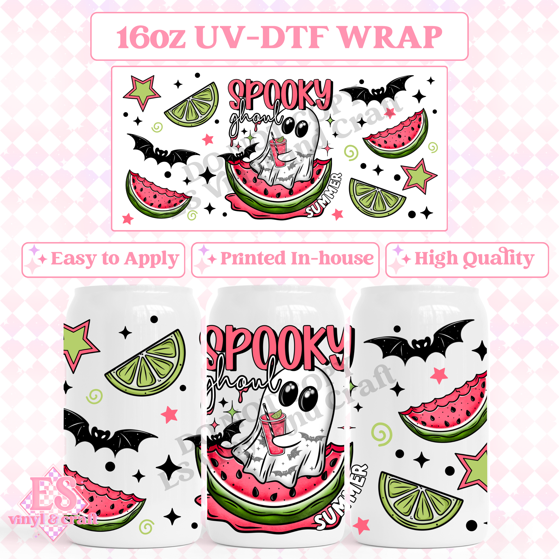 Spooky Ghoul - 16oz Beer Can / Libbey UV-DTF Transfer image 0