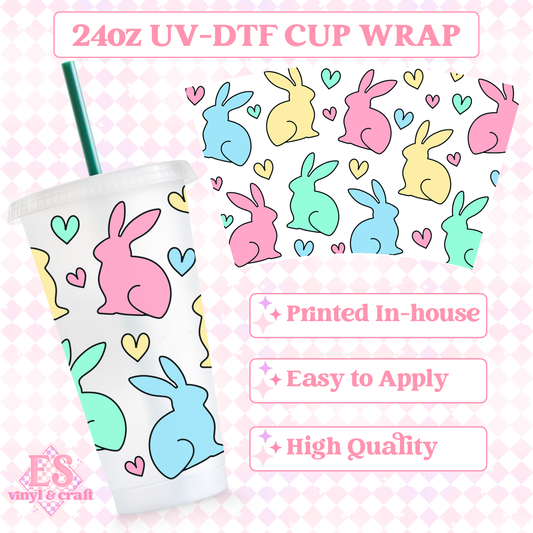 Pastel Bunnies - UVDTF 24oz Cold Cup Wrap image 0