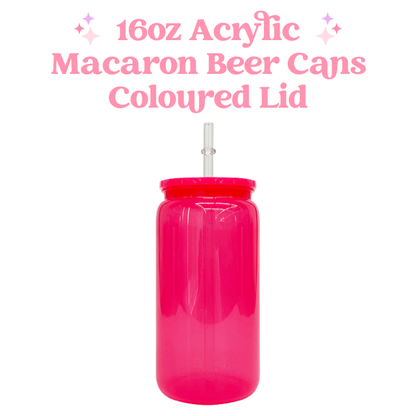 16oz Macaron Acrylic Coloured Beer Can with Plastic Lid and Straw image 4